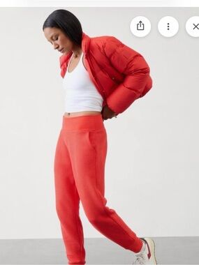 Athleta Coral-Red High-Rise Jogger Pants